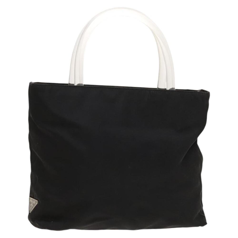PRADA Hand Bag Nylon Black Silver